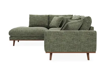 Copenhagen Premium 4-personers Venstrevendt L-formet Dyb Chaiselongsofa i Chenille - Grøn - Møbler - Sofaer - Sofa med sjeselong