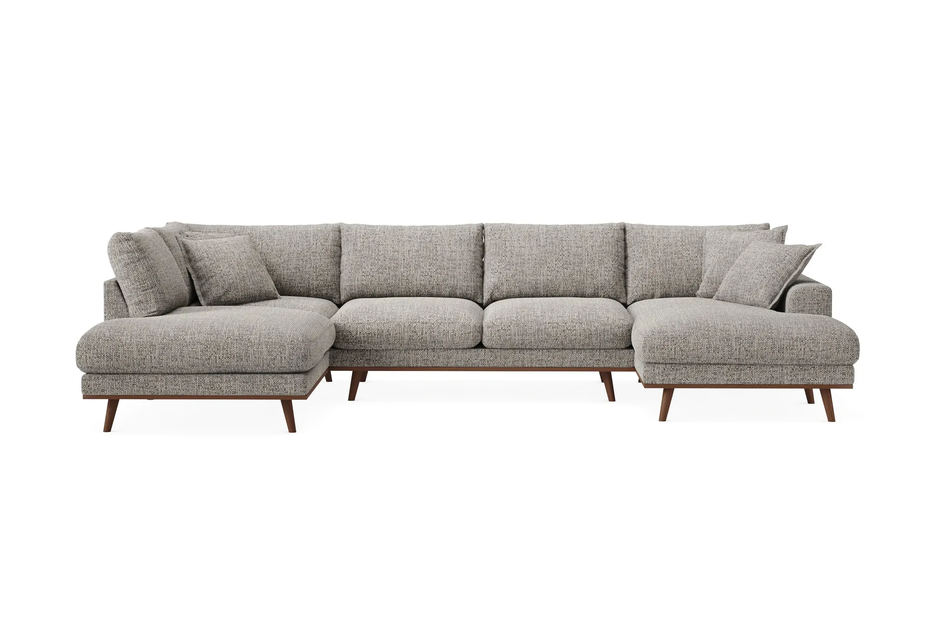 Copenhagen Premium 5-personers Venstrevendt U-formet Dyb Sofa med Divan og Chaiselong i Chenille - Grå