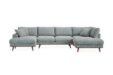 Copenhagen Premium 5-personers Højrevendt U-formet Dyb Sofa med Divan og Chaiselong i Chenille