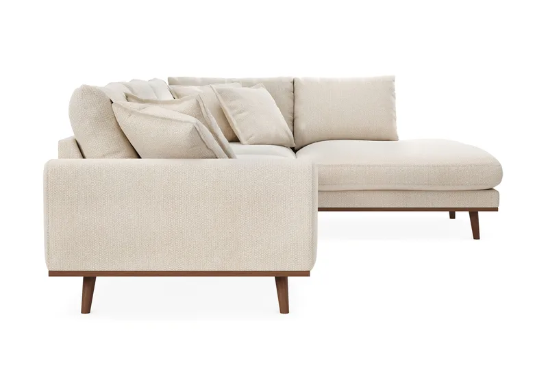 Copenhagen Premium 4-personers Højrevendt L-formet Dyb Chaiselongsofa i Chenille - Lys beige - Møbler - Sofaer - Sofa med sjeselong