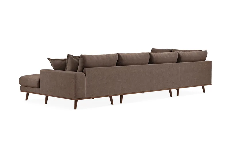 Copenhagen Premium 5-personers Venstrevendt U-formet Dyb Sofa med Divan og Chaiselong i Stoff - Mørkebrun - Møbler - Sofaer - U-sofa