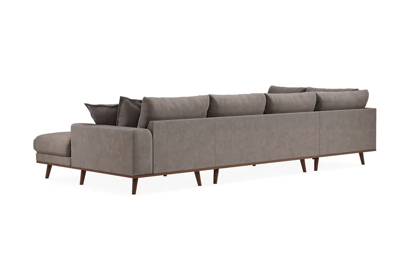 Copenhagen Premium 5-personers Venstrevendt U-formet Dyb Sofa med Divan og Chaiselong i Stoff - Brun - Møbler - Sofaer - U-sofa