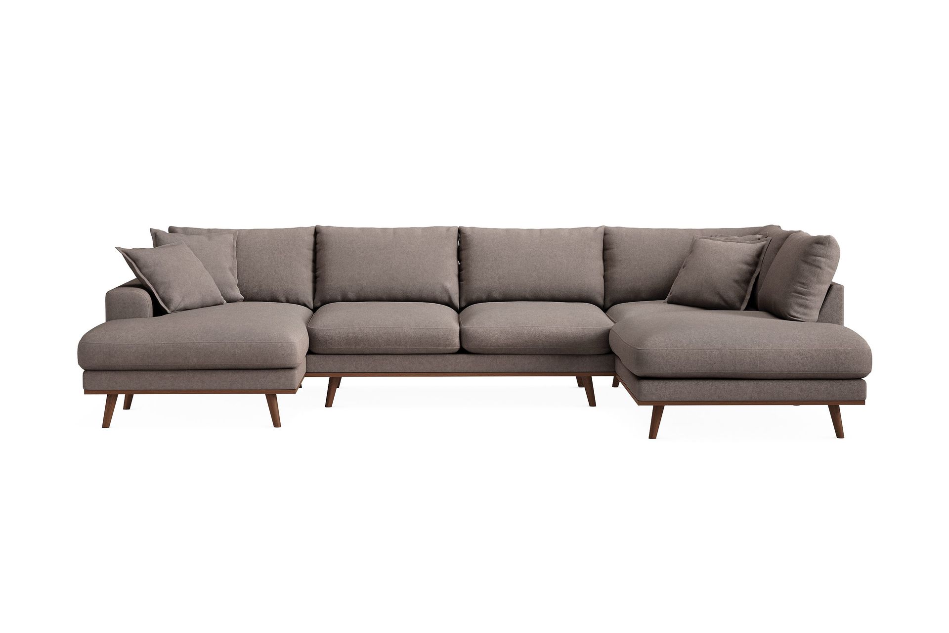 Copenhagen Premium 5-personers Højrevendt U-formet Dyb Sofa med Divan og Chaiselong i Stoff - Brun