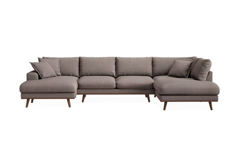 Copenhagen Premium 5-personers Højrevendt U-formet Dyb Sofa med Divan og Chaiselong i Stoff - Brun - Møbler - Sofaer - U-sofa
