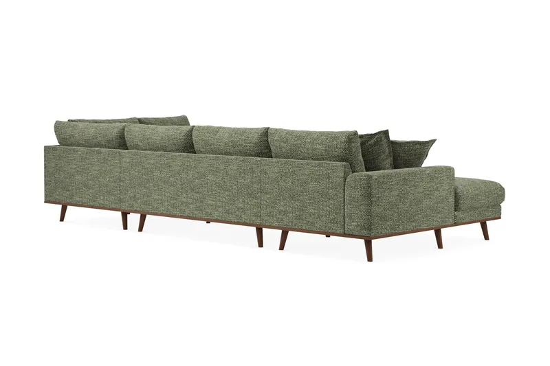 Copenhagen Premium 5-personers Højrevendt U-formet Dyb Sofa med Divan og Chaiselong i Chenille - Grøn - Møbler - Sofaer - U-sofa