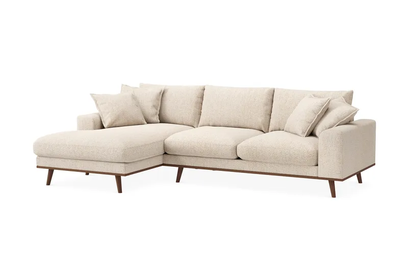 Copenhagen Premium 4-personers Venstrevendt L-formet Dyb Divansofa i Chenille - Beige - Møbler - Sofaer - Sofa med sjeselong
