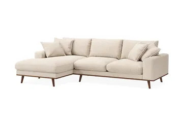 Copenhagen Premium 4-personers Venstrevendt L-formet Dyb Divansofa i Chenille - Beige - Møbler - Sofaer - Sofa med sjeselong