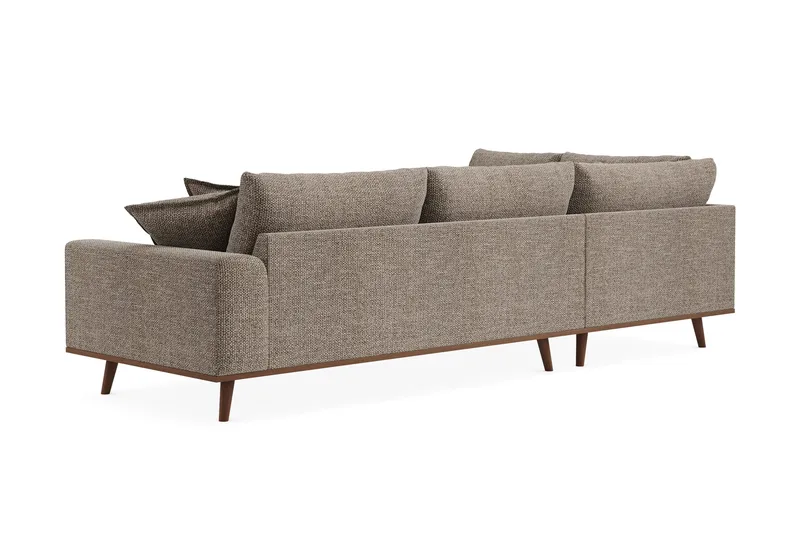 Copenhagen Premium 4-personers Venstrevendt L-formet Dyb Chaiselongsofa i Chenille - Brun - Møbler - Sofaer - Sofa med sjeselong