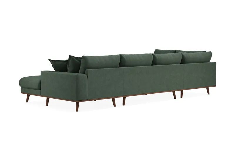 Copenhagen Premium 5-personers Venstrevendt U-formet Dyb Sofa med Divan og Chaiselong i Stoff - Grön - Møbler - Sofaer - U-sofa
