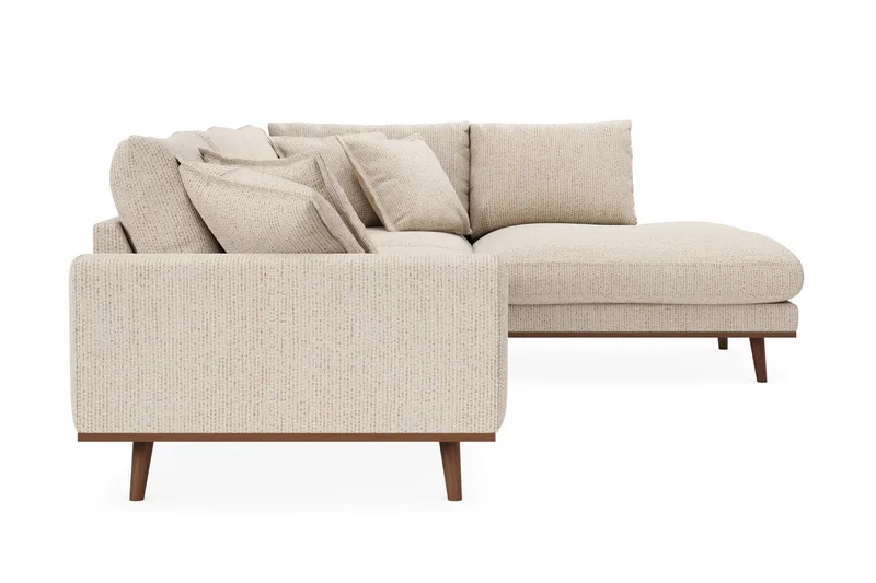 Copenhagen Premium 4-personers Højrevendt L-formet Dyb Chaiselongsofa i Chenille - Beige - Møbler - Sofaer - Sofa med sjeselong