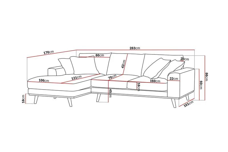 Copenhagen Premium 4-personers Venstrevendt L-formet Dyb Divansofa i Chenille - Lys beige - Møbler - Sofaer - Sofa med sjeselong