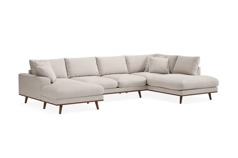 Copenhagen Premium 5-personers Højrevendt U-formet Dyb Sofa med Divan og Chaiselong i Stoff - Beige - Møbler - Sofaer - U-sofa