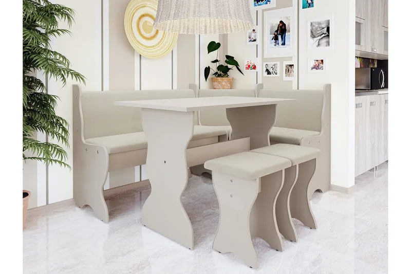 Corvyn Kjøkkensofa 146x106 cm - Beige - Møbler - Bord - Spisegrupper