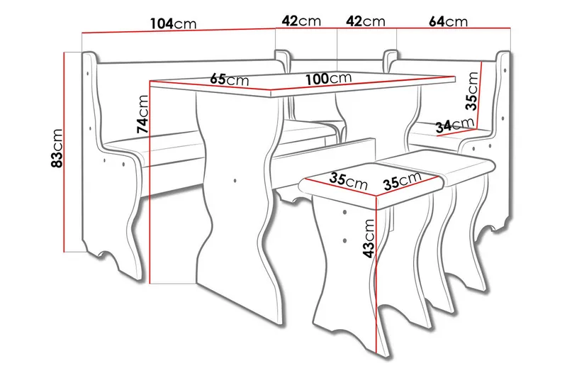 Corvyn Kökssoffa 146x106 cm - Beige - Møbler - Bord - Spisegrupper