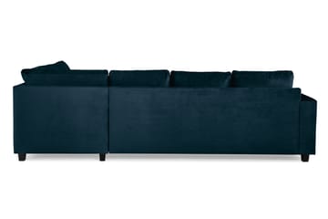 Crazy 4-seters Høyrevendt U-formet Large Sofa med Divan og Sjeselong i Fløyel - Blå - Møbler - Sofaer - U-sofa