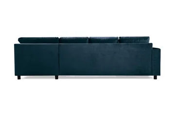 Crazy 4-seters Høyrevendt U-formet Large Sofa med Divan og Sjeselong i Fløyel - Blå - Møbler - Sofaer - U-sofa