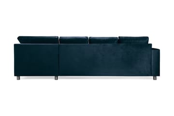 Crazy 4-seters Høyrevendt U-formet Large Sofa med Divan og Sjeselong i Fløyel - Blå - Møbler - Sofaer - U-sofa
