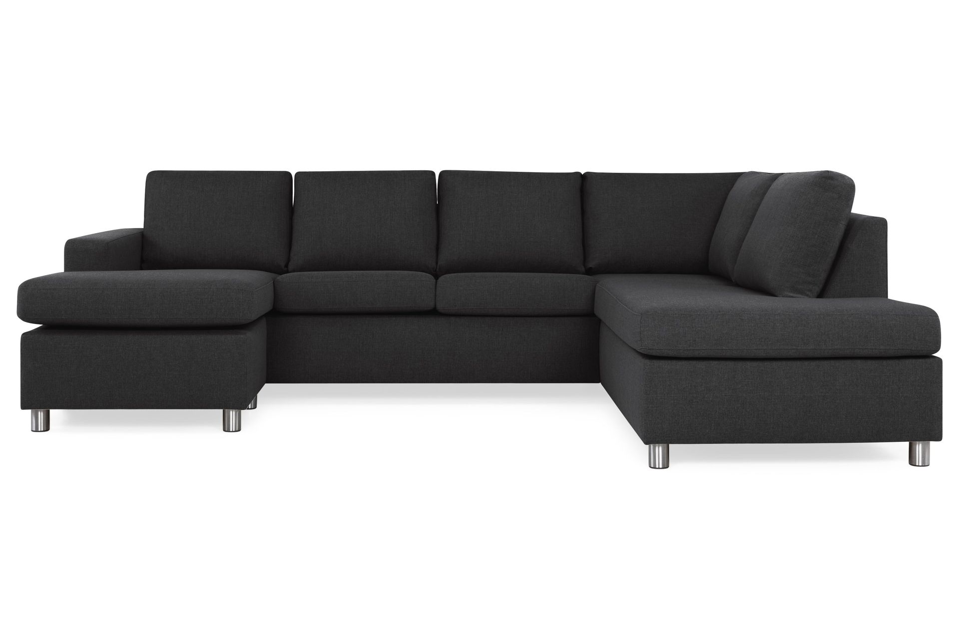 Crazy 4-seters Høyrevendt U-formet Large Sofa med Divan og Sjeselong i Stoff - Antrasitt