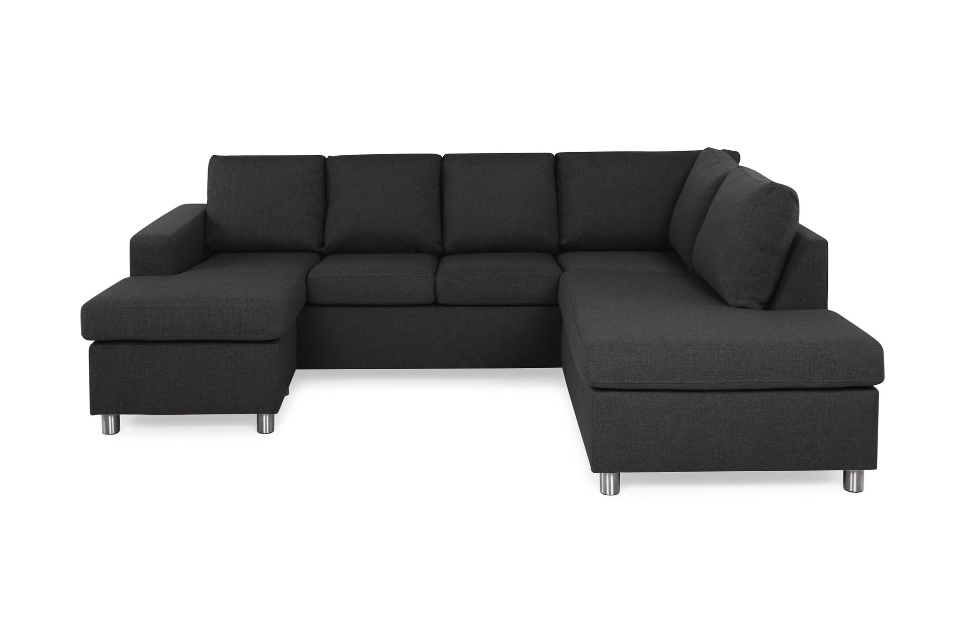 Crazy 4-seters Høyrevendt U-formet Large Sofa med Divan og Sjeselong i Stoff - Antrasitt