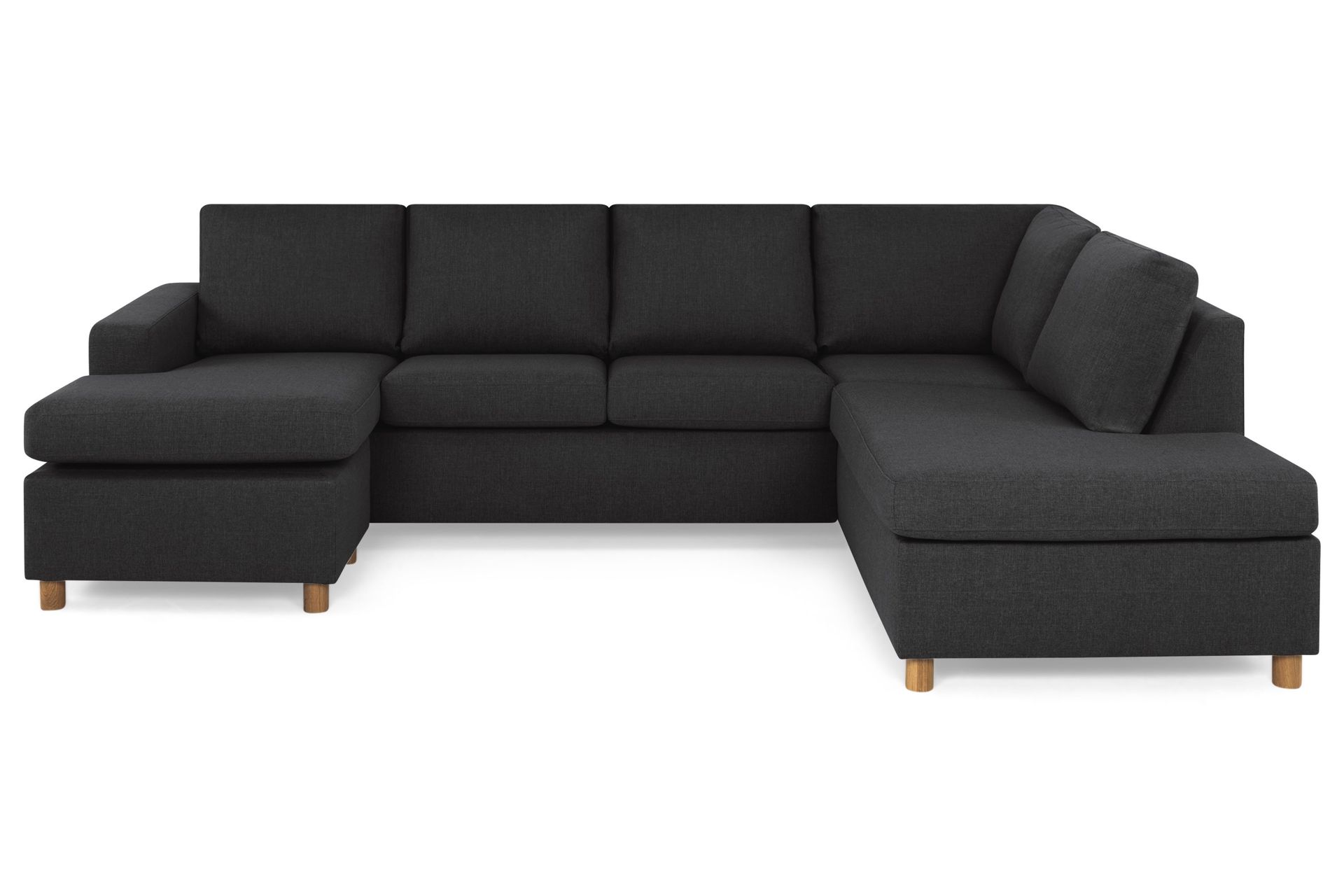 Crazy 4-seters Høyrevendt U-formet Large Sofa med Divan og Sjeselong i Stoff - Antrasitt