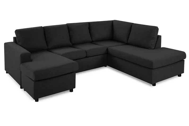 Crazy 4-seters Høyrevendt U-formet Large Sofa med Divan og Sjeselong i Stoff - Antrasitt - Møbler - Sofaer - U-sofa