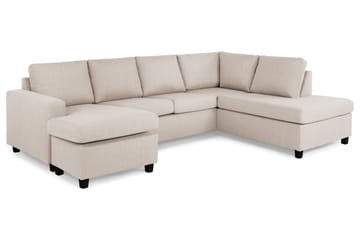 Crazy 4-seters Høyrevendt U-formet Large Sofa med Divan og Sjeselong i Stoff - Beige - Møbler - Sofaer - U-sofa