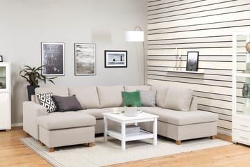 Crazy 4-seters Høyrevendt U-formet Large Sofa med Divan og Sjeselong i Stoff - Beige - Møbler - Sofaer - U-sofa