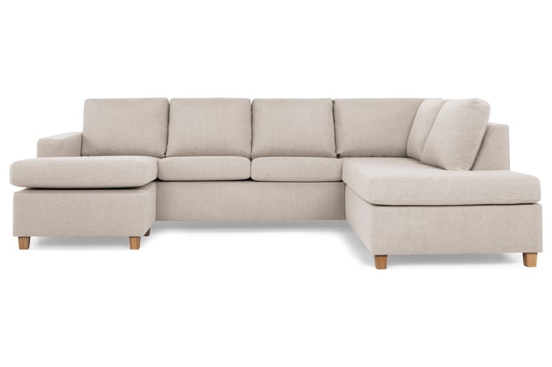 Crazy 4-seters Høyrevendt U-formet Large Sofa med Divan og Sjeselong i Stoff, Beige