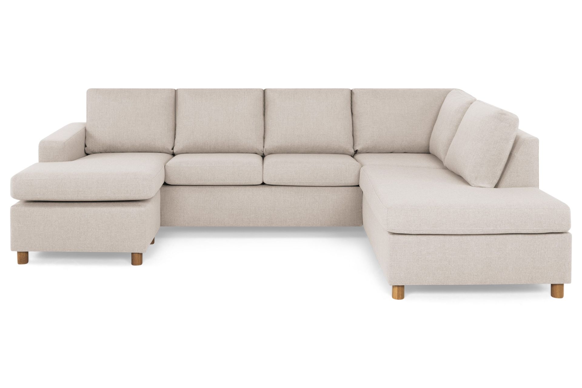 Crazy 4-seters Høyrevendt U-formet Large Sofa med Divan og Sjeselong i Stoff - Beige