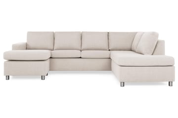 Crazy 4-seters Høyrevendt U-formet Large Sofa med Divan og Sjeselong i Stoff - Beige - Møbler - Sofaer - U-sofa