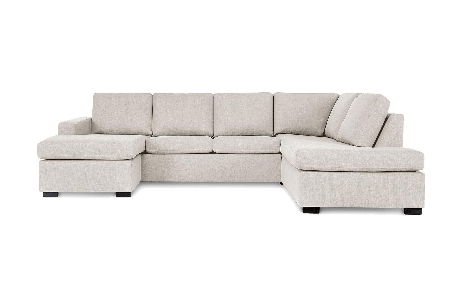 Crazy 4-seters Høyrevendt U-formet Large Sofa med Divan og Sjeselong i Stoff - Beige