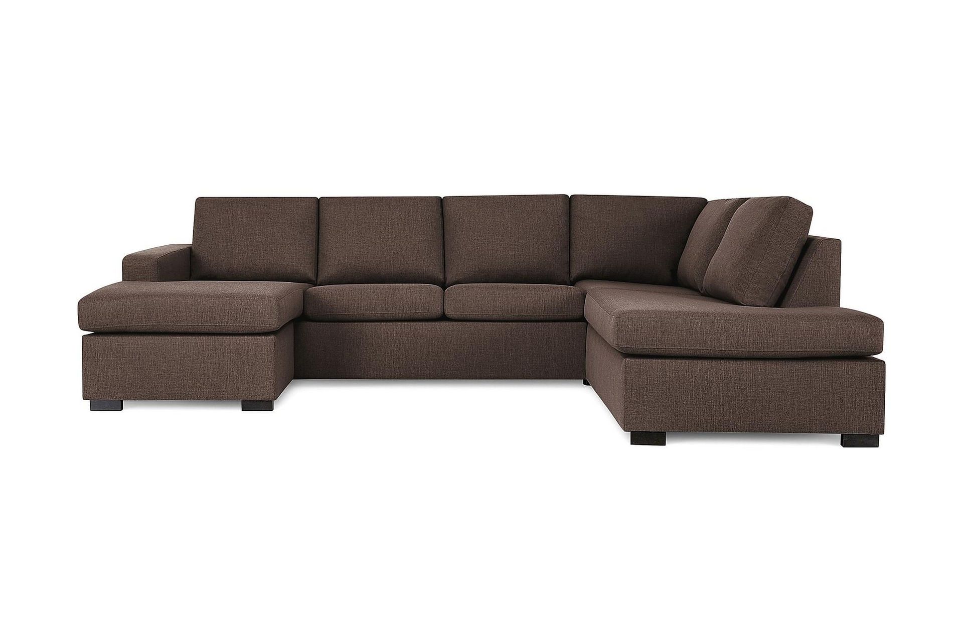 Crazy 4-seters Høyrevendt U-formet Large Sofa med Divan og Sjeselong i Stoff - Brun