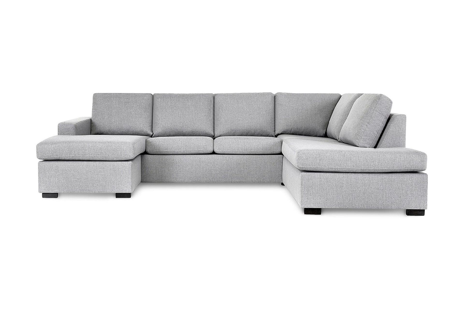 Crazy 4-seters Høyrevendt U-formet Large Sofa med Divan og Sjeselong i Stoff - Grå
