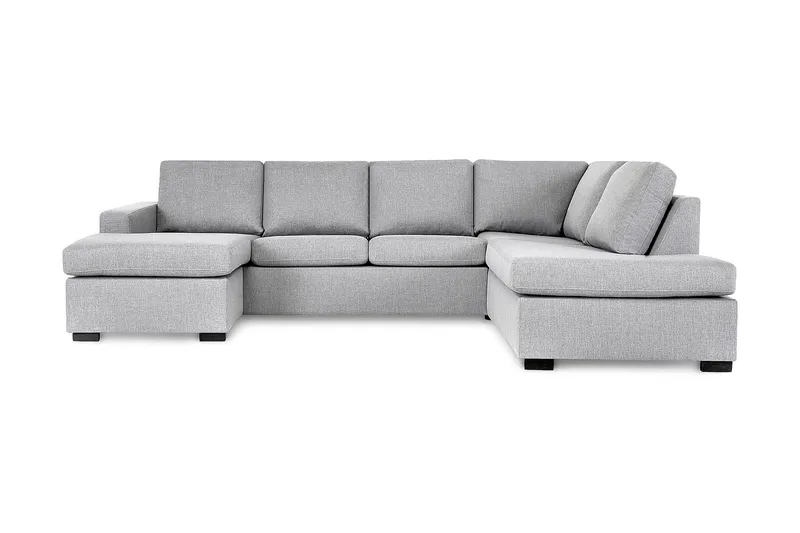 Crazy 4-seters Høyrevendt U-formet Large Sofa med Divan og Sjeselong i Stoff - Grå - Møbler - Sofaer - U-sofa