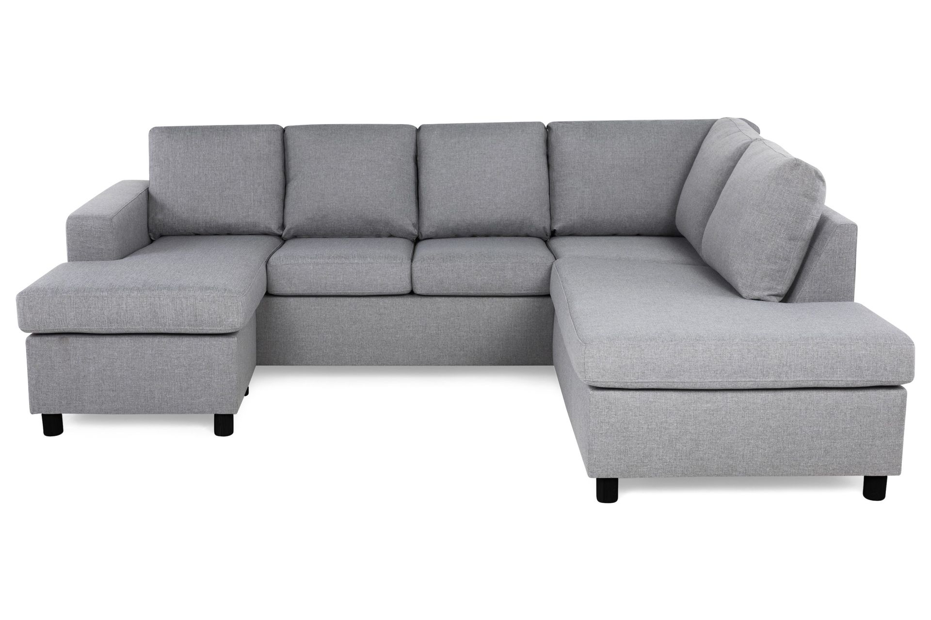 Crazy 4-seters Høyrevendt U-formet Large Sofa med Divan og Sjeselong i Stoff - Grå