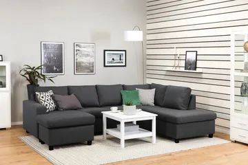 Crazy 4-seters Høyrevendt U-formet Large Sofa med Divan og Sjeselong i Stoff - Mørkegrå - Møbler - Sofaer - U-sofa