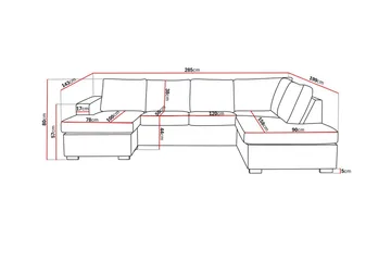 Crazy 4-seters Høyrevendt U-formet Large Sofa med Divan og Sjeselong i Stoff - Mørkegrå - Møbler - Sofaer - U-sofa