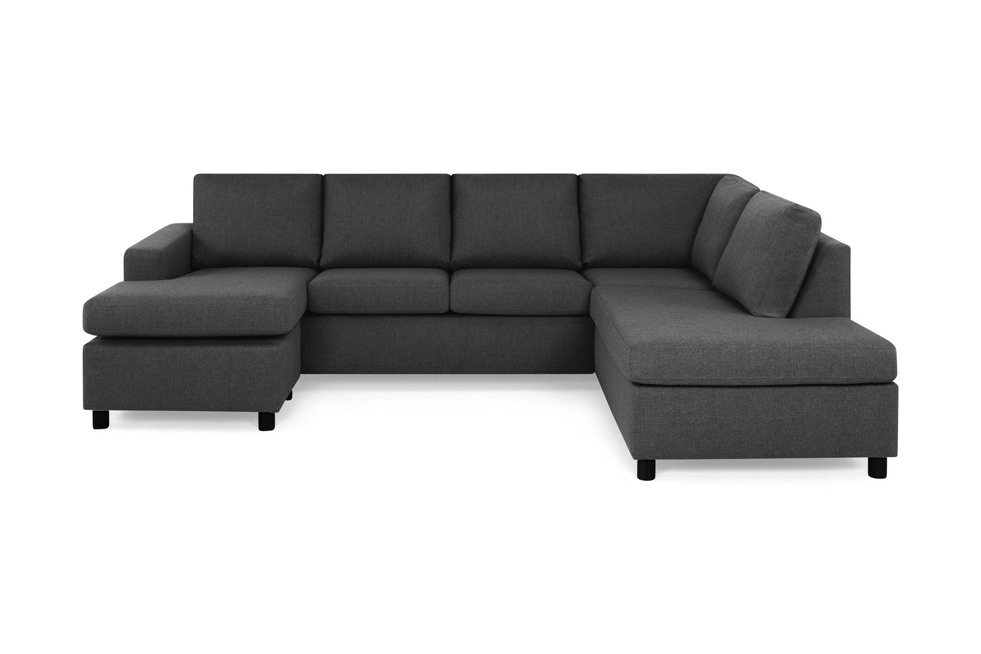 Crazy 4-seters Høyrevendt U-formet Large Sofa med Divan og Sjeselong i Stoff - Mørkegrå