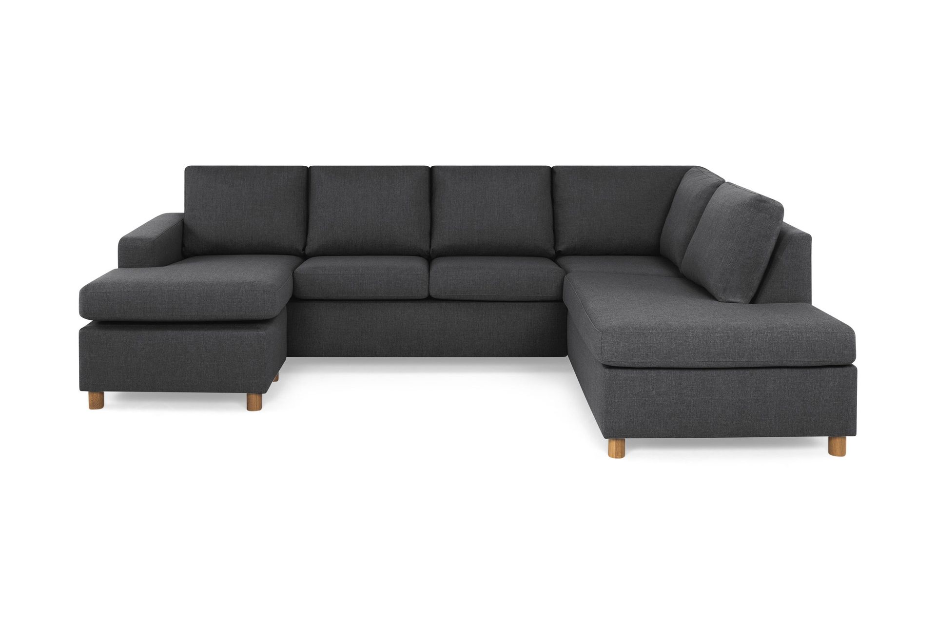 Crazy 4-seters Høyrevendt U-formet Large Sofa med Divan og Sjeselong i Stoff - Mørkegrå