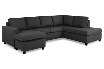 Crazy 4-seters Høyrevendt U-formet Large Sofa med Divan og Sjeselong i Stoff - Mørkegrå - Møbler - Sofaer - U-sofa