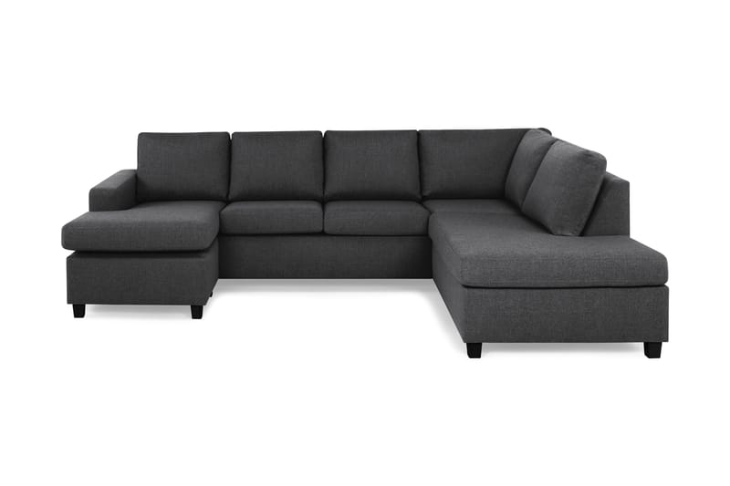 Crazy 4-seters Høyrevendt U-formet Large Sofa med Divan og Sjeselong i Stoff, Mørkegrå