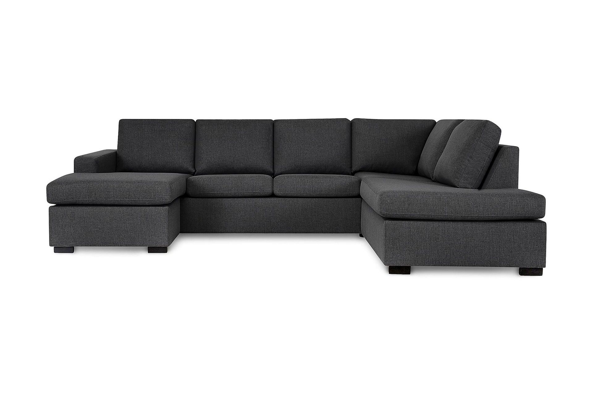 Crazy 4-seters Høyrevendt U-formet Large Sofa med Divan og Sjeselong i Stoff - Mørkegrå