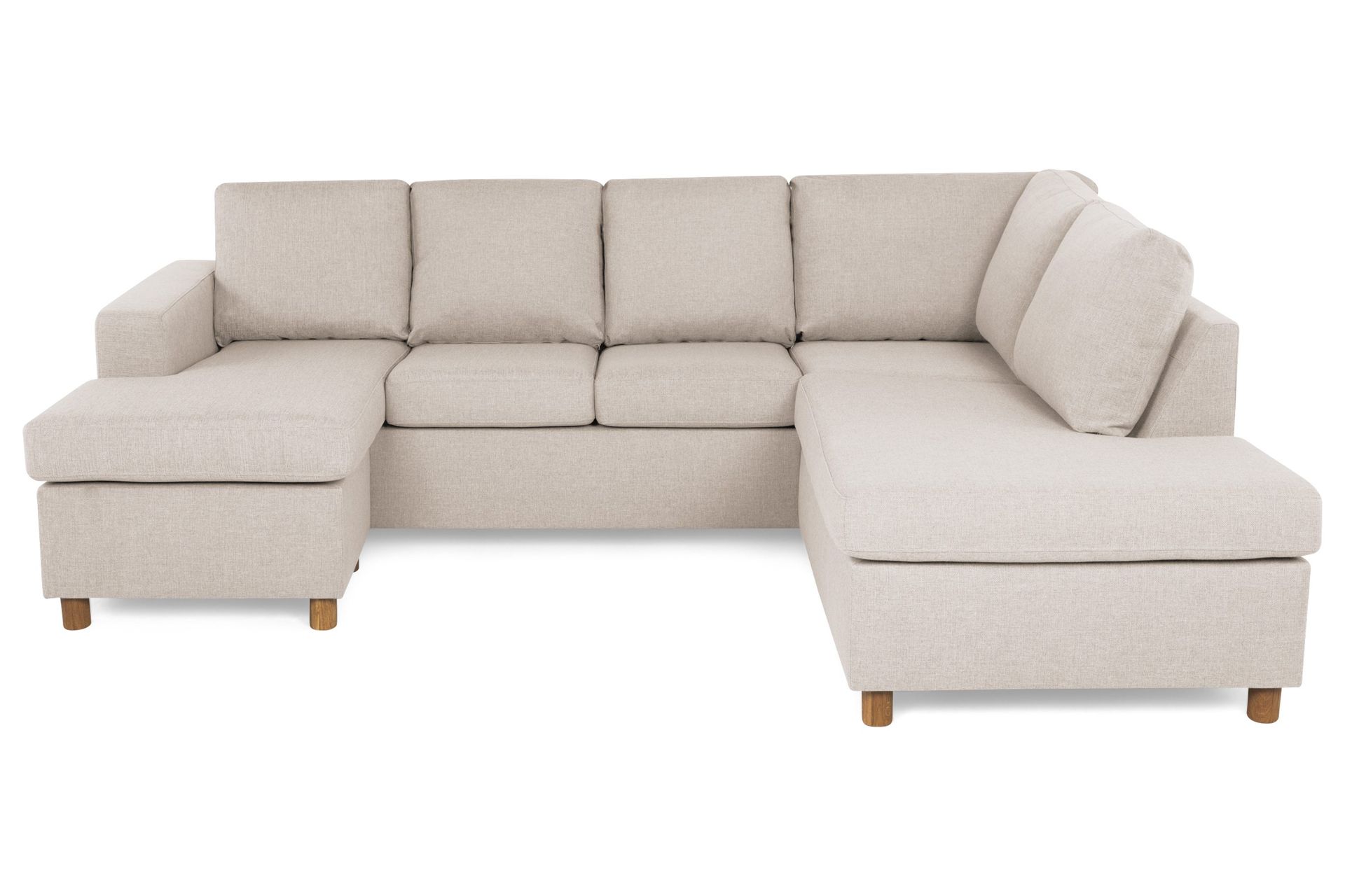 Crazy 4-seters Høyrevendt U-formet Small Sofa med Divan og Sjeselong i Stoff - Beige