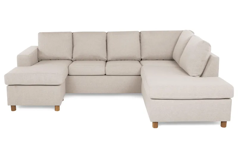 Crazy 4-seters Høyrevendt U-formet Small Sofa med Divan og Sjeselong i Stoff - Beige - Møbler - Sofaer - U-sofa