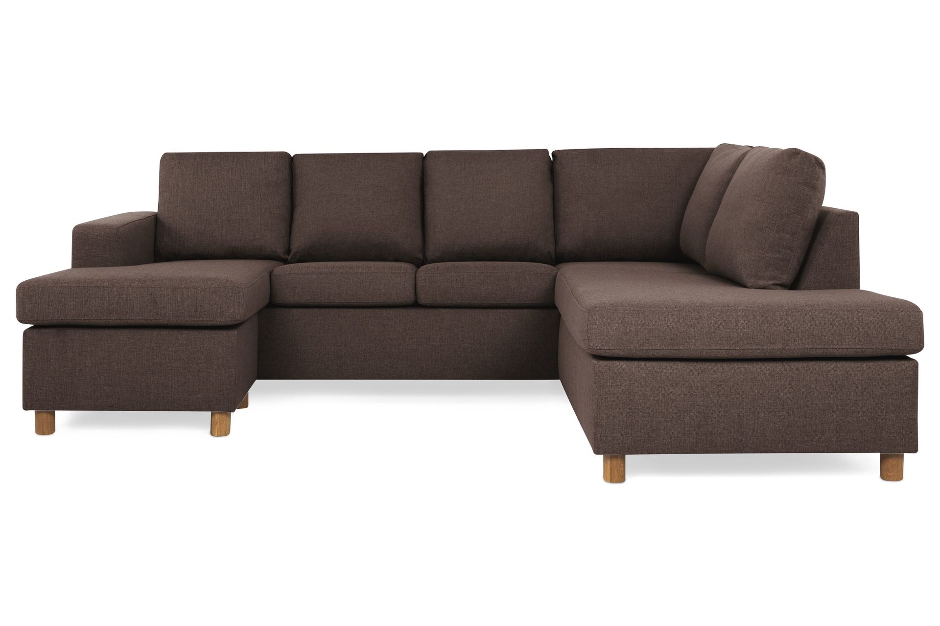 Crazy 4-seters Høyrevendt U-formet Small Sofa med Divan og Sjeselong i Stoff - Brun