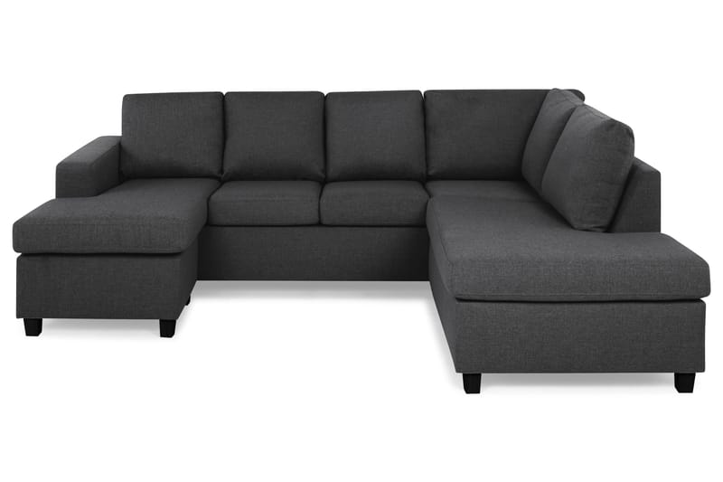 Crazy 4-seters Høyrevendt U-formet Small Sofa med Divan og Sjeselong i Stoff, Mørkegrå