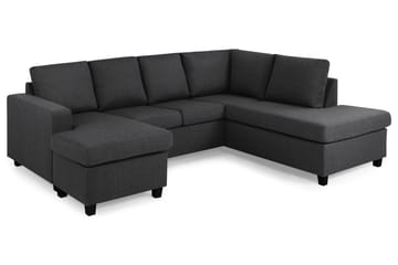 Crazy 4-seters Høyrevendt U-formet Small Sofa med Divan og Sjeselong i Stoff - Mørkegrå - Møbler - Sofaer - U-sofa