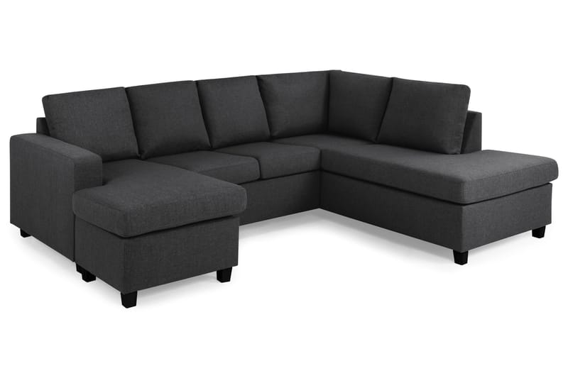 Crazy 4-seters Høyrevendt U-formet Small Sofa med Divan og Sjeselong i Stoff - Mørkegrå - Møbler - Sofaer - U-sofa