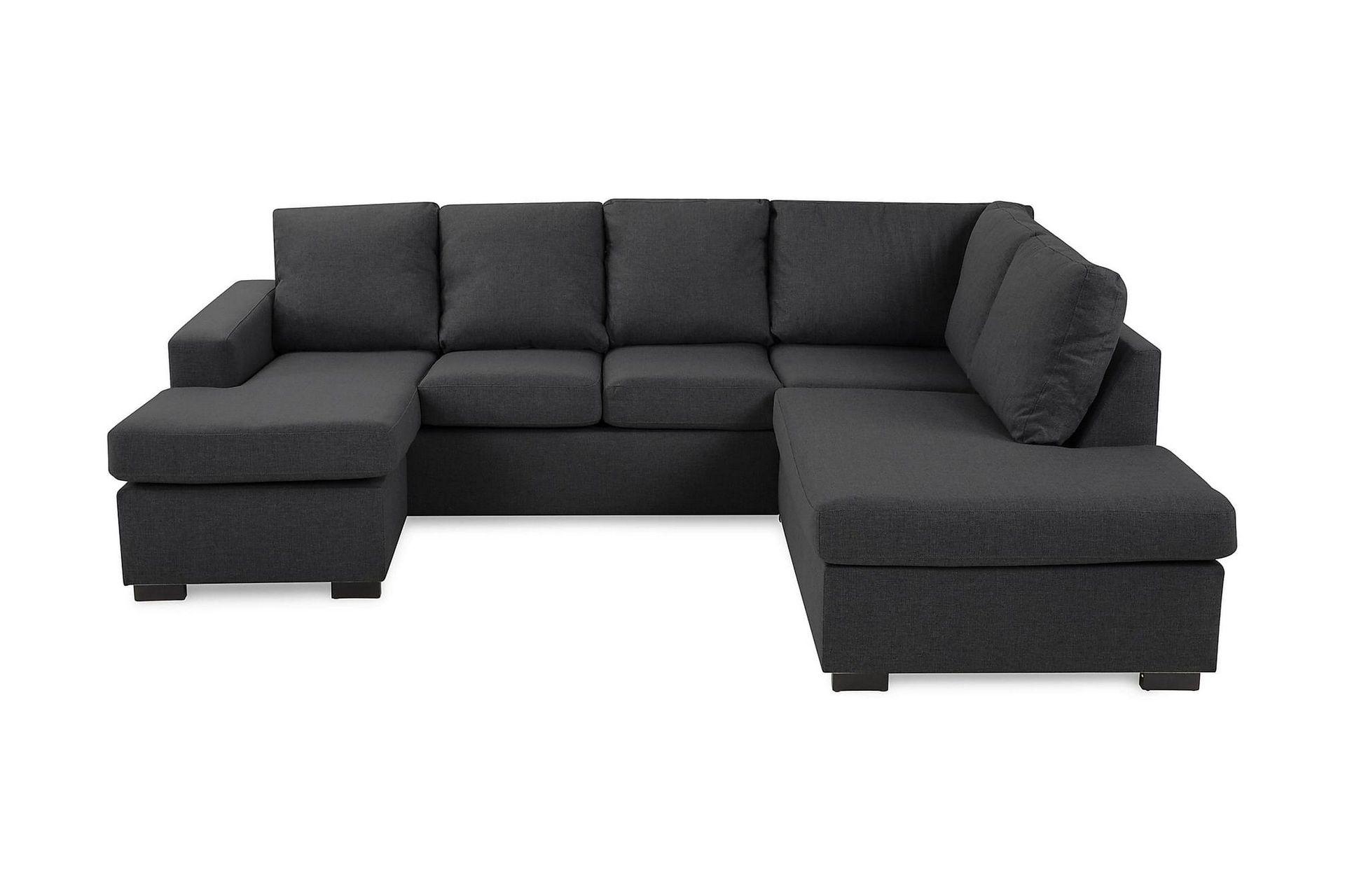 Crazy 4-seters Høyrevendt U-formet Small Sofa med Divan og Sjeselong i Stoff - Mørkegrå
