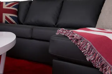 Crazy 4-seters Venstrevendt U-formet Large Sofa med Divan og Sjeselong i Kunstlær - Svart - Møbler - Sofaer - Skinnsofaer